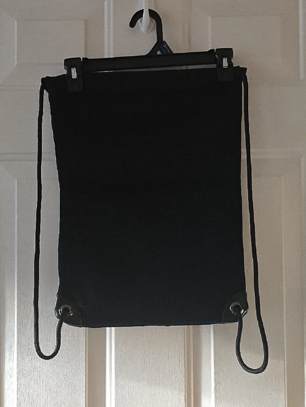 Black Drawstring Backpack with Front Zip Pocket